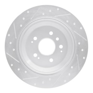 Honda Ridgeline Brake Rotor (1) - Rear Right - R1 Concepts - Drilled & Slotted - Silver - `16-`25